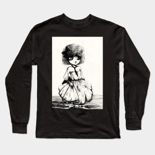 Sketch of a sad girl Long Sleeve T-Shirt